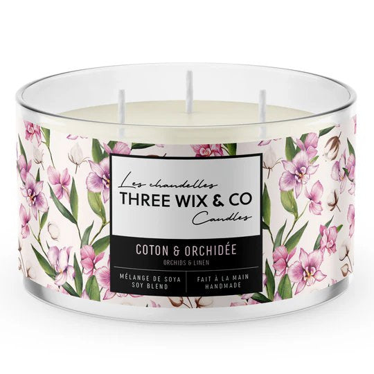 Bougie de soja - Coton et Orchidée - Three Wix & Co